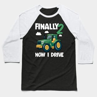 Kids Finally 2 2nd Birthday Gift Boy Tractor Baseball T-Shirt